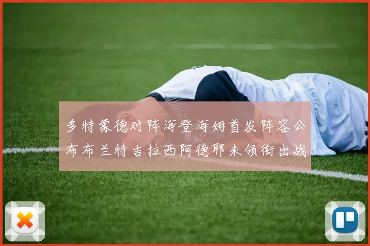 多特蒙德对阵海登海姆首发阵容公布布兰特吉拉西阿德耶米领衔出战